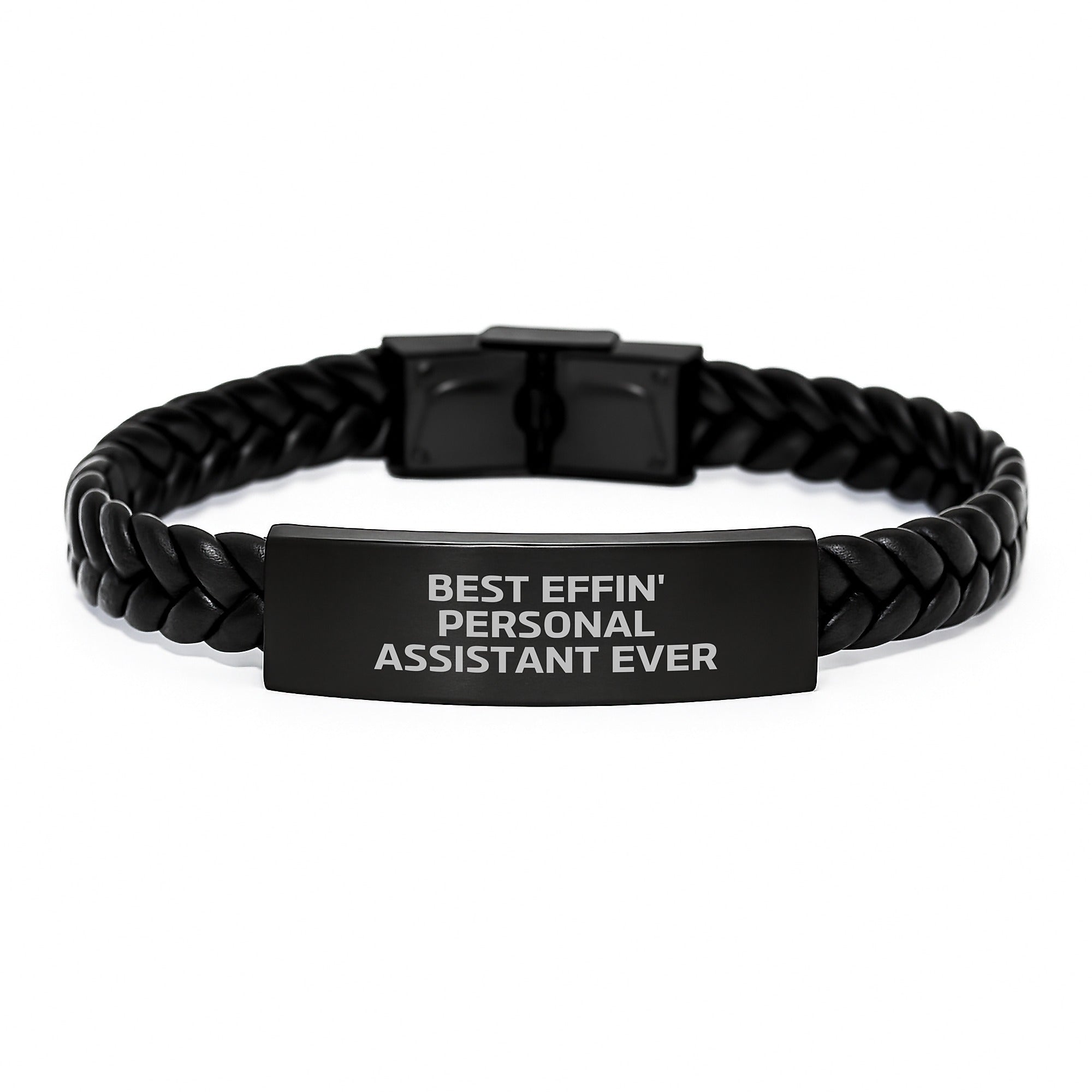 Funny Best Effin' Personal Assistant Ever Gift for Men or Women Interlaced Leather Bracelet, Gifts from Friends, Coworkers, or Family for Graduation Unique Gifts - Image 1