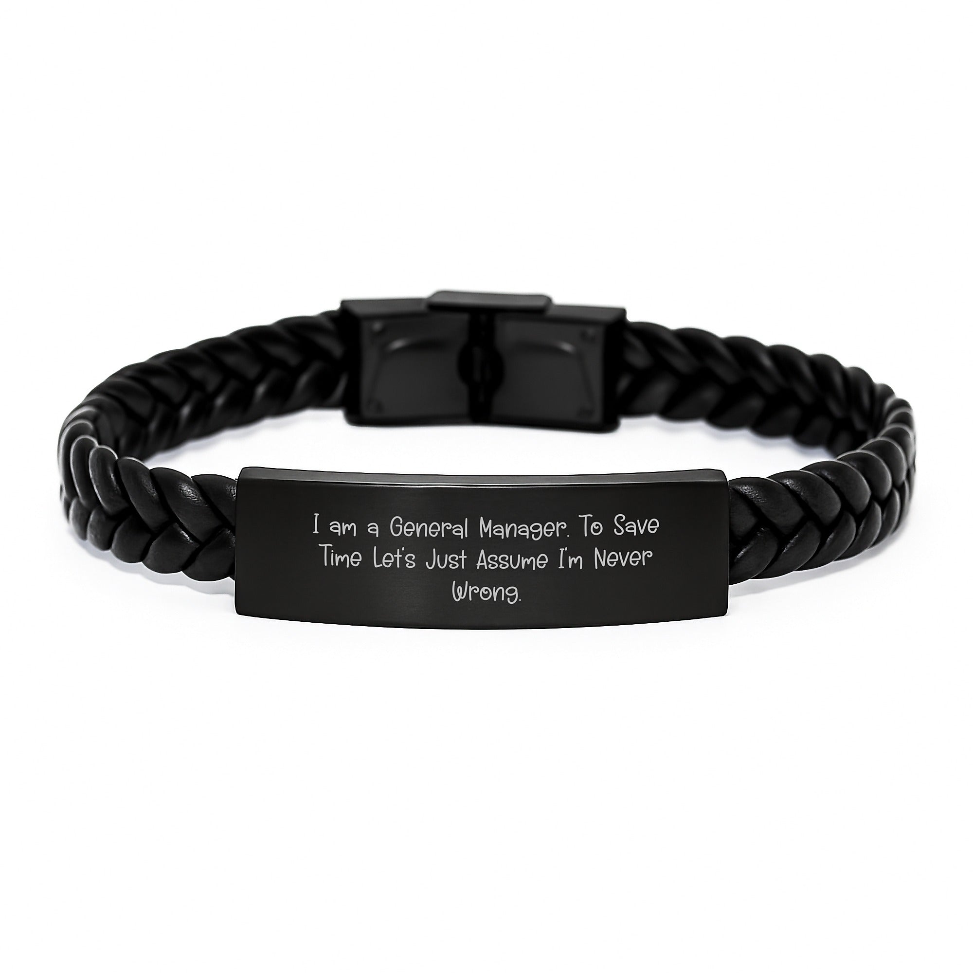 Funny General Manager Gifts - Men's Interlaced Leather Bracelet for Christmas Unique Presents from Friends to General Manager - Image 1