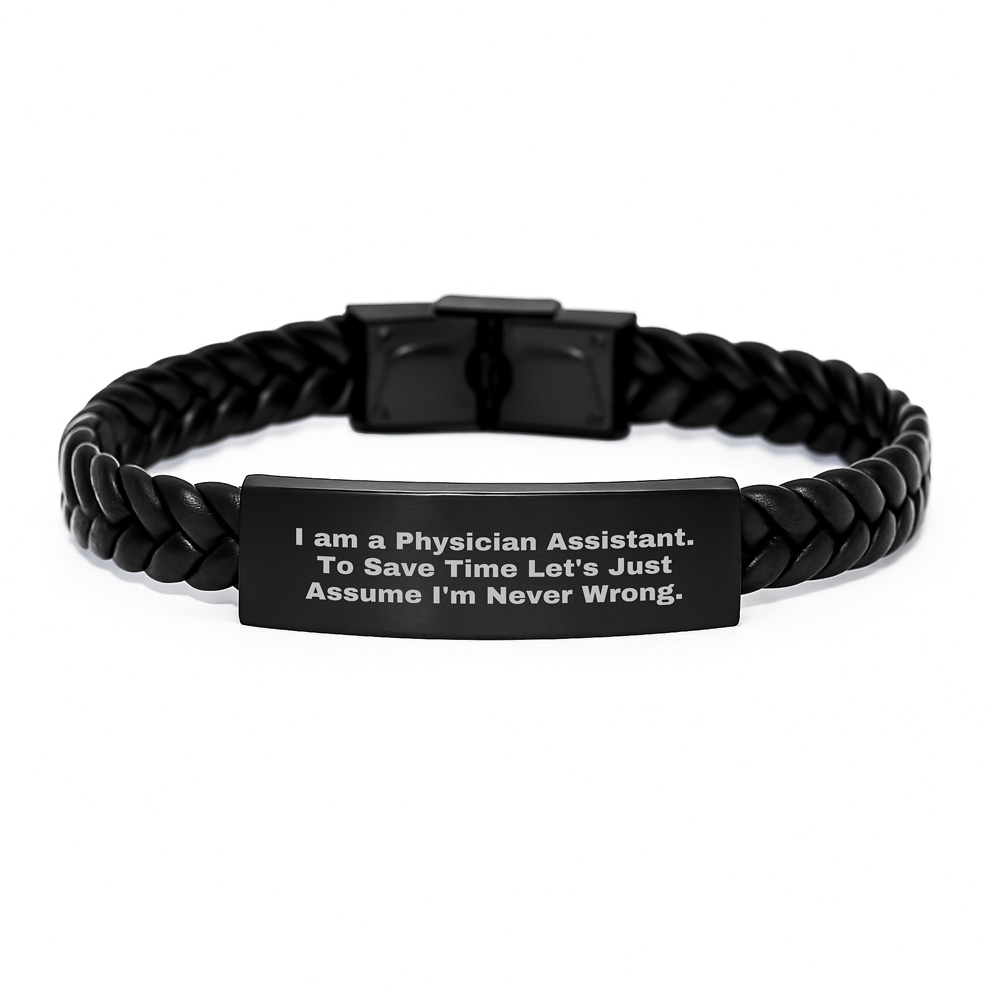 Physician Assistant Humor Interlaced Leather Bracelet Gifts from Friends Funny Birthday Presents for Physician Assistant - Image 1