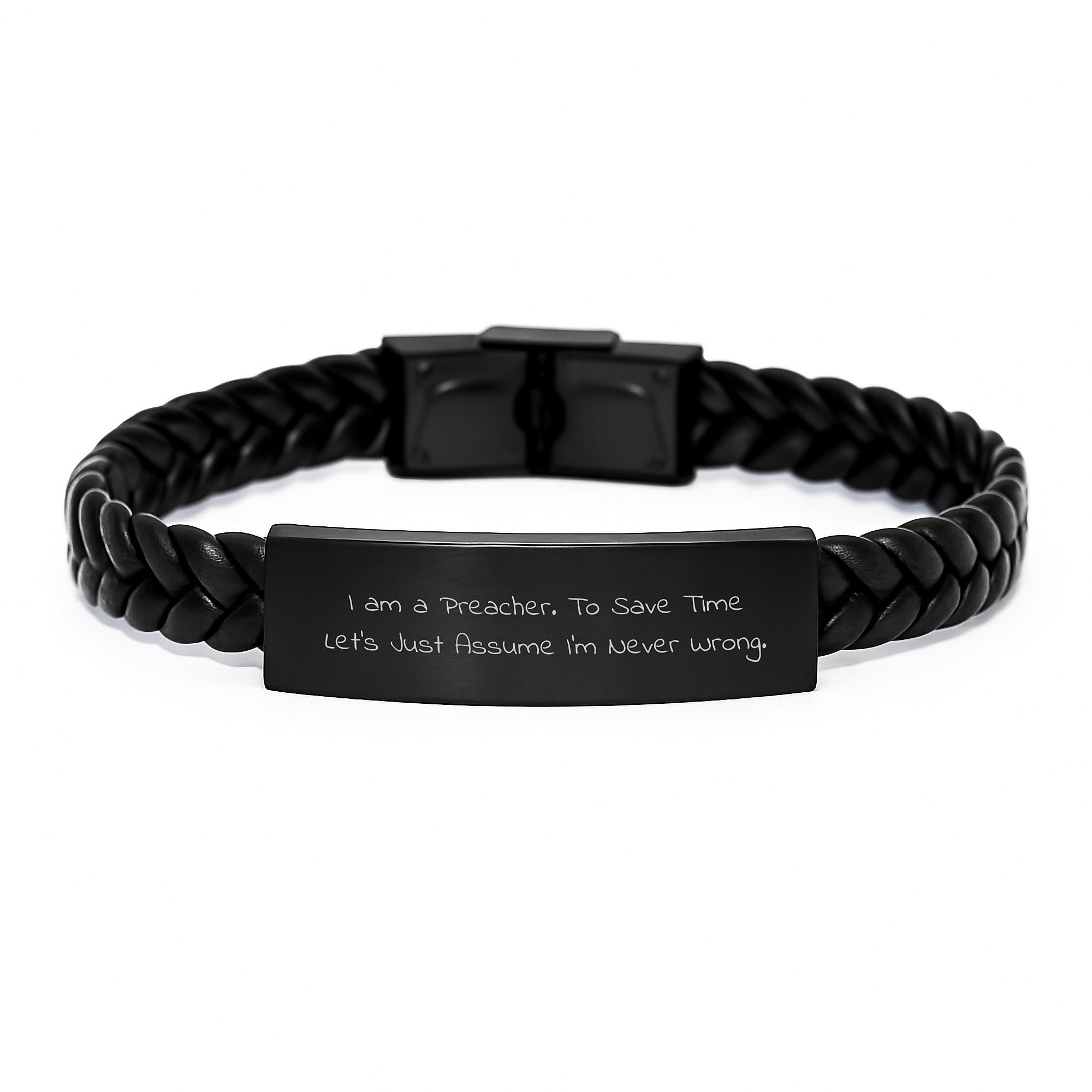 Preacher Gifts Funny Quote Interlaced Leather Bracelet for Men, Women, Friends, Coworkers, Family from Preacher - Image 1