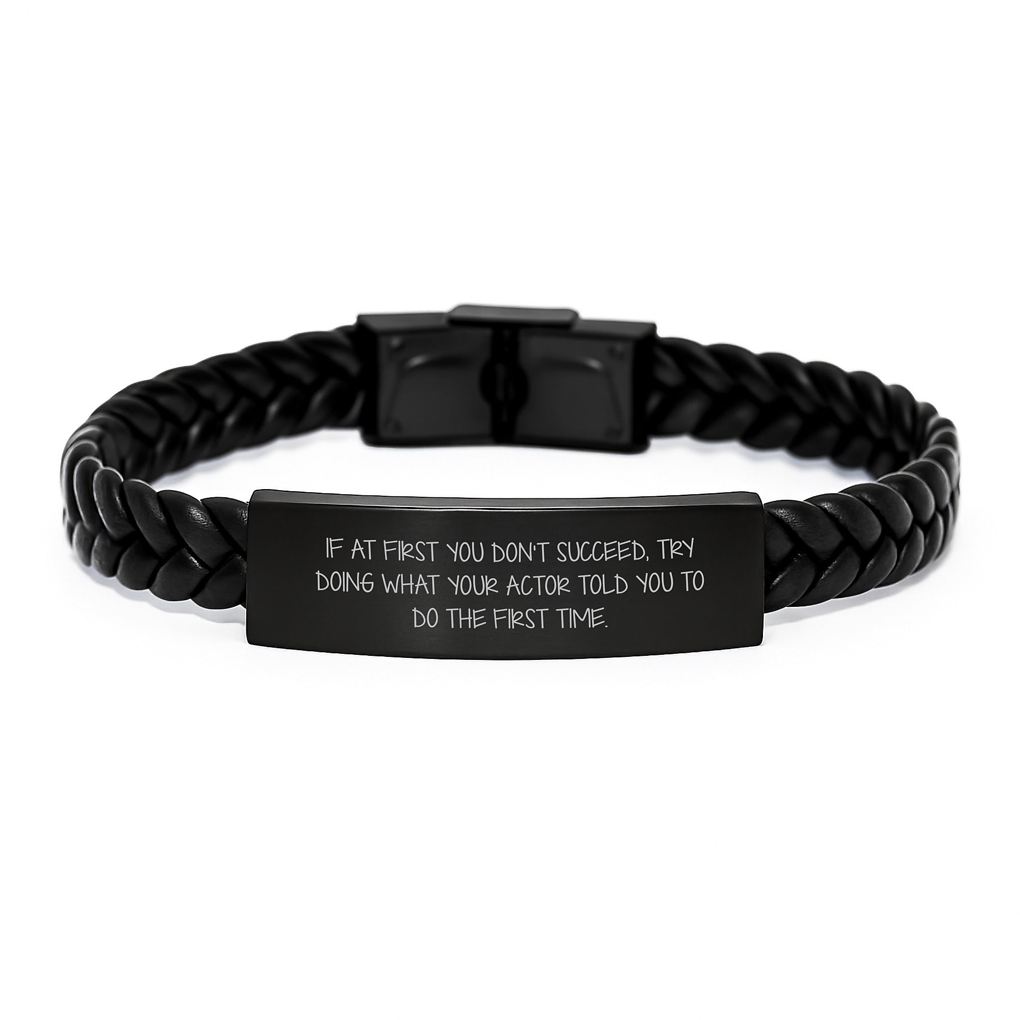Funny Actor Gifts for Actor, Unique Christmas Unique Gifts from Family, Interlaced Leather Bracelet for Men, Actor Quotes, Funny Jewelry - Image 1
