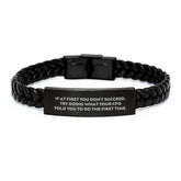 Funny CFO Gifts from Friends, Christmas Unique Gifts for CFO Men, Interlaced Leather Bracelet with Quote 'If At First You Don't Succeed, Try Doing What Your Cfo Told You To Do The First Time.' - Image 1