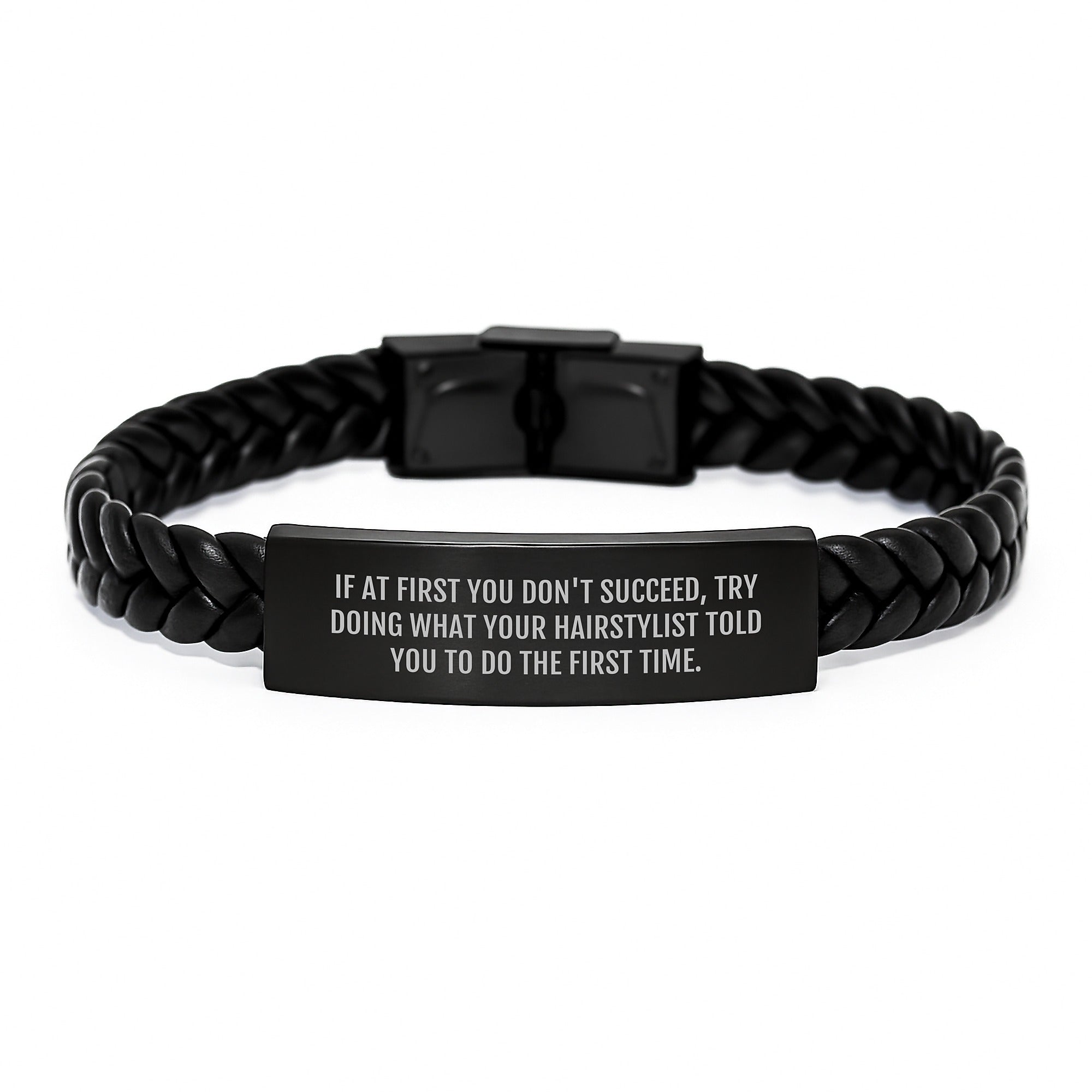 Hairstylist Humor Interlaced Leather Bracelet, Funny Quote Gift for Hairstylist, Gifts from Friends, Unique Graduation Gifts for Hairstylist Men or Women - Image 1