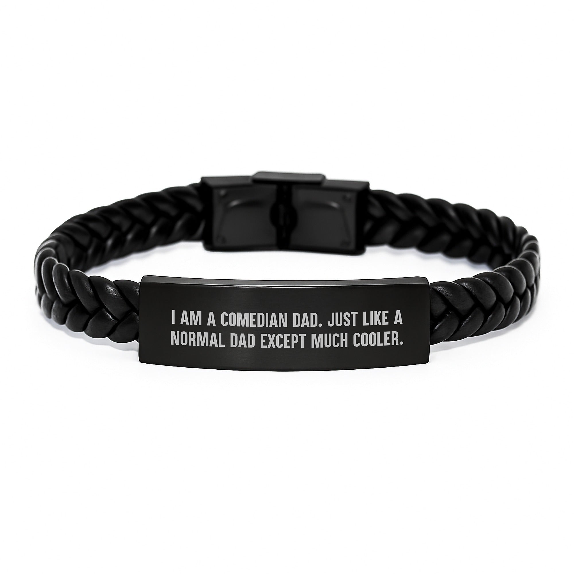 Comedian Dad Gifts for Him, Funny Dad Interlaced Leather Bracelet, Christmas Unique Gifts from Dad to Comedian Son - Image 1