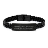 Coolest Mail Carrier Dad Gifts - Interlaced Leather Bracelet for Men, Funny Quote, Graduation Unique Gifts from Friends - Image 1