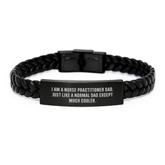 Nurse Practitioner Dad Gifts, Interlaced Leather Bracelet for Graduation, Funny Quote Gifts from Men to Nurse Practitioner - Image 1