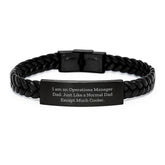 Operations Manager Gifts, Funny Quote Interlaced Leather Bracelet, Gifts from Dad for Operations Manager, Graduation Unique Gifts for Men - Image 1