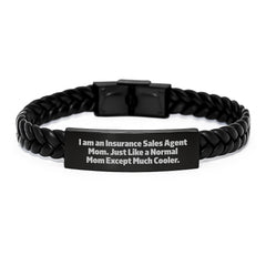 Insurance Sales Agent Mom's Cool Interlaced Leather Gift for Graduation - 'I Am An Insurance Sales Agent Mom...' - Image 1