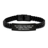 Fitness Trainer Gifts, Funny Quote, Interlaced Leather Bracelet, Gifts from Friends for Fitness Trainer, Birthday Unique Presents - Image 1