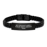 Funny Ocicat Lover Gifts from Men to Friends on Christmas Unique Gifts, Interlaced Leather Bracelet with Stainless Steel and PU Leather, Inspirational Quote for Ocicat Enthusiasts - Image 1