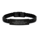 Law Enforcement Officer Gifts, Funny Quote Interlaced Leather Bracelet, Gifts from Men for Law Enforcement Officer Birthday, Inspirational Unique Presents - Image 1