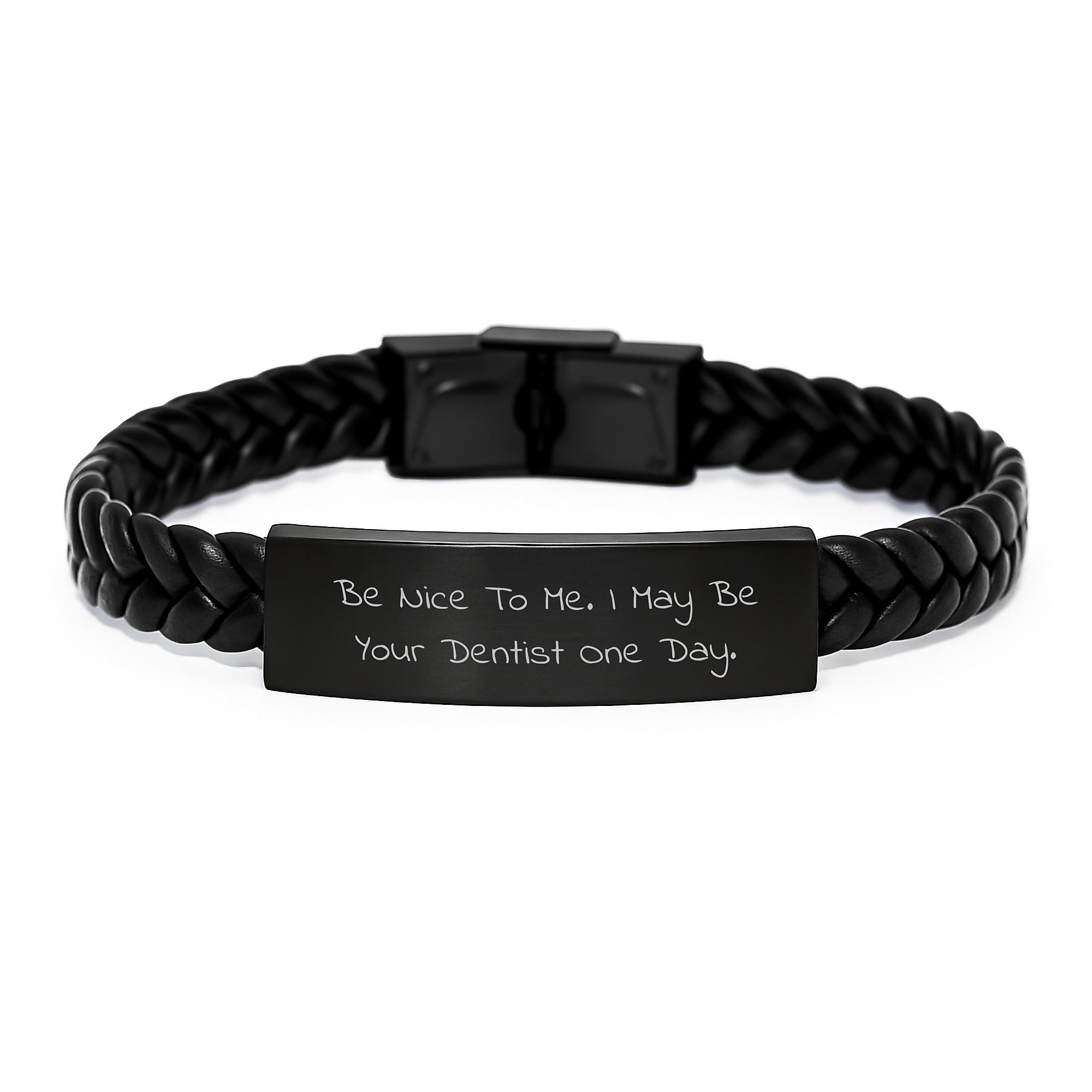 Funny Dentist Gifts Unique Interlaced Leather Bracelets with Be Nice To Me Inspirational Quote for Men Women Friends Family Coworkers Christmas - Image 1