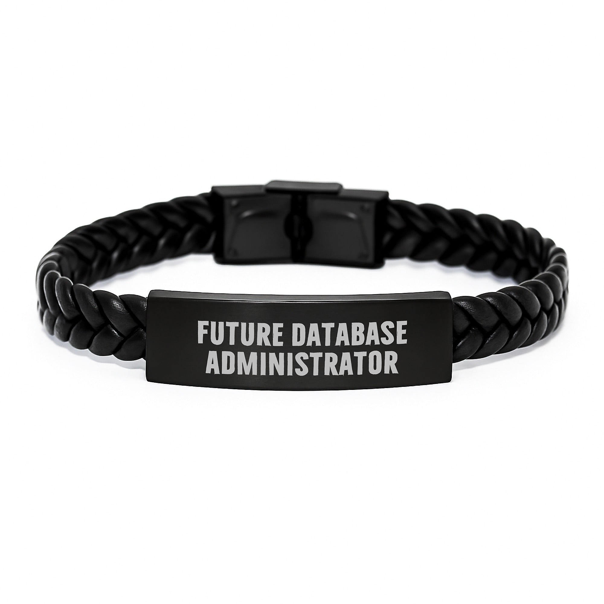 Funny Future Database Administrator Gifts, Interlaced Leather Bracelet for Men, Christmas Unique Presents from Friends, Stainless Steel and PU Leather Combination - Image 1