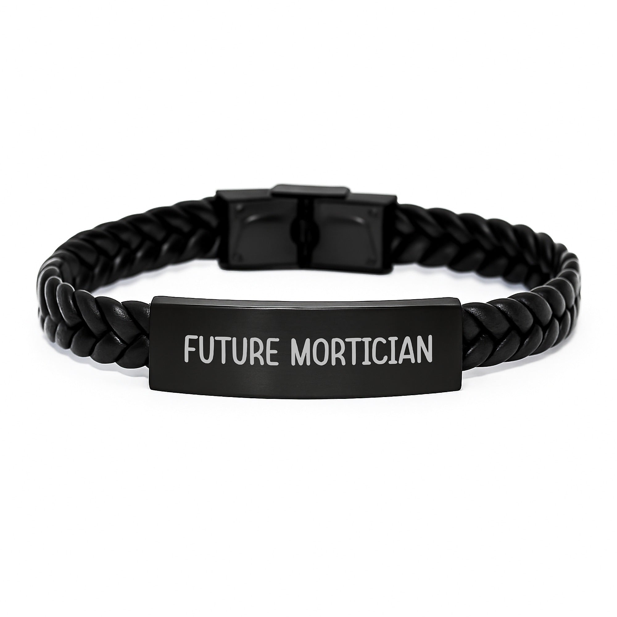 Funny Mortician Gifts from Friends, Inspirational Interlaced Leather Bracelet for Men, Future Mortician Quote Christmas Unique Presents - Image 1