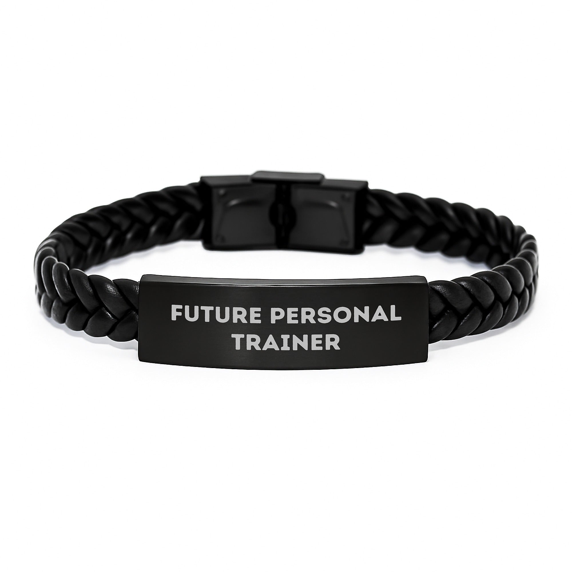 Future Personal Trainer Gifts, Inspirational Personal Trainer Interlaced Leather Bracelet, Funny Quote Gifts from Men, Gifts for Personal Trainer, Christmas Unique Gifts - Image 1
