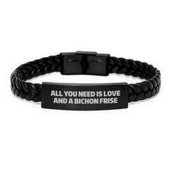 Funny Bichon Frise Dog Gifts for Men, Women, Friends, Family - Interlaced Leather Bracelet from Lover, Unique Birthday Unique Gifts for Bichon Frise Dog Lover, Bichon Frise Dog Enthusiast - Image 1