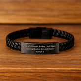 Funny Quotes Barber Gifts Interlaced Leather Bracelet for Birthday Presents from Men to Friends Family - Image 2