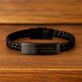 Performer Gifts, Funny Quote, Interlaced Leather Bracelet for Birthday, Gifts from Friends, Gifts for Performer - Because I Am The Performer. That's Why. - Image 2