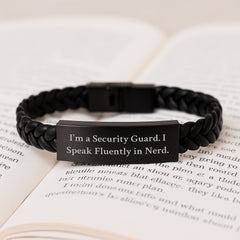 Humorous Security Guard Interlaced Leather Brac, Funny Quote Gifts for Security Guard Friends, Graduation Unique Gifts from Family to Security Guard - Image 3