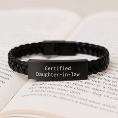 Certified Daughter-in-law Gifts for Her - Funny Interlaced Leather Bracelet for Graduation, Gifts from Mom, Gifts for Daughter-in-law, Interlaced Leather Style - Image 3