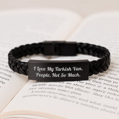Turkish Van Cat Lover Gifts from Friends to Family - Interlaced Leather Bracelet with Funny Quote, Birthday Unique Gifts for Her Him - Image 3