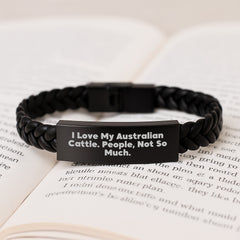 Funny Australian Cattle Dog Gifts for Men Women Friends Coworkers Family - Interlaced Leather Birthday Unique Gifts from I Love My Australian Cattle. People, Not So Much. - Image 3