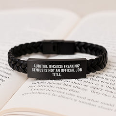 Funny Auditor Gifts for Men - Funny Quote Interlaced Leather Bracelet, Gifts from Friends or Co-workers, Birthday Unique Gifts - Image 3