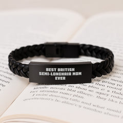 British Semi-Longhair Cat Gifts for Mom, Interlaced Leather Bracelet with Funny Quote, Graduation Unique Gifts from Friends - Image 3
