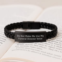 Funny Funeral Director Gifts from Men to Men, Unique Christmas Unique Gifts for Funeral Directors, Interlaced Leather Bracelet Engraved Stainless Steel - Image 3