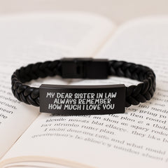 Unique Sister-in-law Gifts, Funny Quote Interlaced Leather Bracelet for Women - Gifts from Family, Christmas Unique Presents for Sister-in-law - Image 3