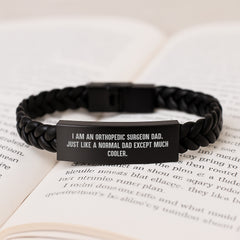 Funny Orthopedic Surgeon Gifts for Men, 'I Am An Orthopedic Surgeon Dad' Interlaced Leather Bracelet, Christmas Unique Gifts from Family to Dad - Image 3