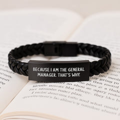 Funny General Manager Gifts from Friends - Interlaced Leather Birthday Unique Gifts for General Manager 'Because I Am The General Manager. That's Why.' - Image 3