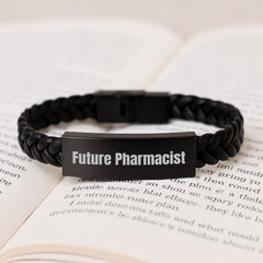 Funny Future Pharmacist Gifts, Interlaced Leather Bracelet, Men, Women, Friends, Coworkers, Family for Christmas Unique Presents - Image 3