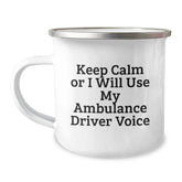 Funny Ambulance Driver Gifts for Men from Friends - Valentine's Unique Ambulance Driver Camping Mug Keep 'em Calm - Image 1