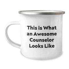 Funny Counselor Gifts from Friends for Counselor Graduation Camping Mug - 'This Is What An Awesome Counselor Looks Like' - Image 1