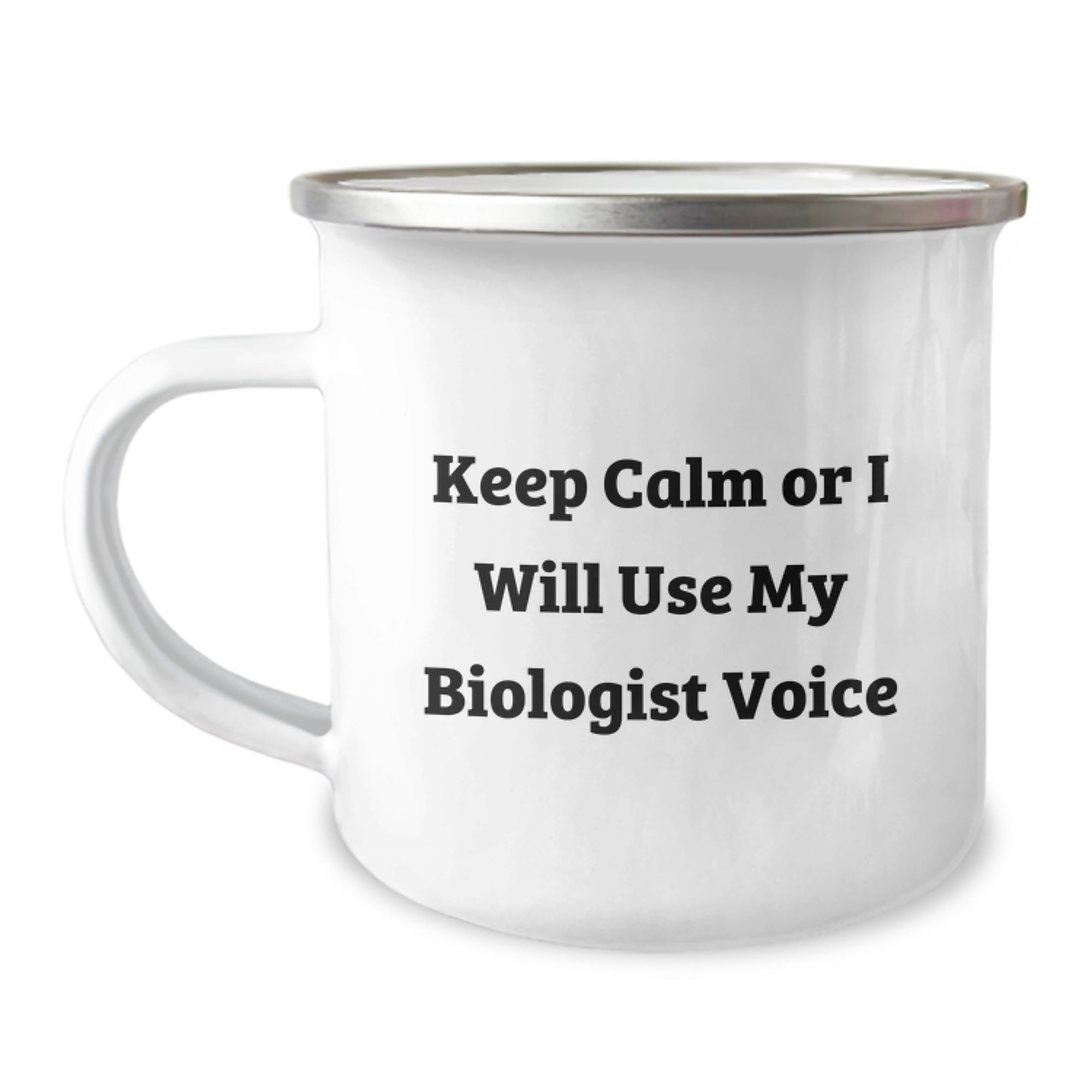 Funny Biologist Christmas Unique Gifts from Friends to Biologists - Keep Calm Or I Will Use My Biologist Voice Camping Mug - Image 1