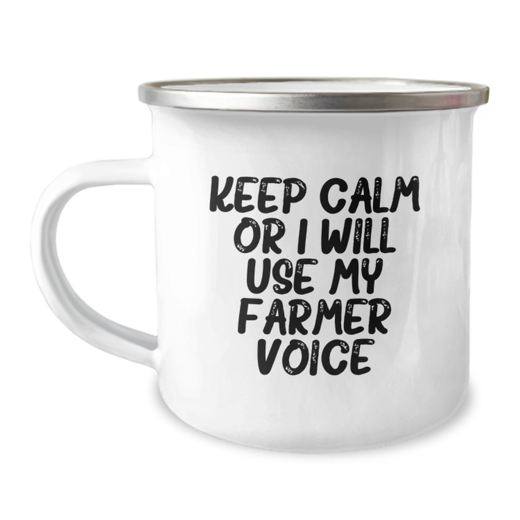 Funny Farmer Gifts for Men, Keep Calm Or I Will Use My Farmer Voice Camping Mug Christmas Unique Presents from Friends to Family - Image 1
