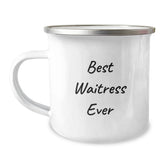 Funny Gifts for Waitress, Best Waitress Ever Camping Mug, Christmas Unique Gifts from Friends to Waitress - Image 1