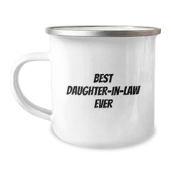 Funny Daughter-in-law Gifts for Birthday, Best Daughter-in-law Ever Camping Mug, Gifts from Family - 12 oz Stainless Steel with Enamel Finish - Image 1