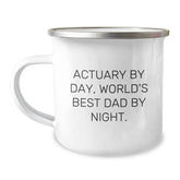 Actuary Gifts for Men, Funny Actuary By Day, World's Best Dad By Night Camping Mug for Graduation, Gifts from Friends, Family, Coworkers, or Men - Unique Actuary Present - Image 1