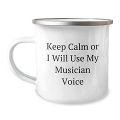 Funny Musician Gifts from Friends, Valentine's Unique Gifts for Musician, Funny Camping Mug - Keep Calm Or I Will Use My Musician Voice - Image 1