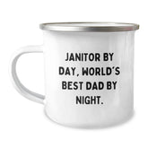 Funny Janitor Gifts from Men for Janitor World's Best Dad Camping Mug Birthday Unique Presents - Image 1