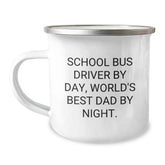 Funny School Bus Driver Gifts for Men, Dad by Day World's Best Mug, Unique Christmas Memorable Presents from Family - Image 1