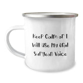 Funny Gifts from Friends Christmas Unique Presents for Oral Surgeon Enthusiast, Keep Calm Or I Will Use My Oral Surgeon Voice Camping Mug - Image 1