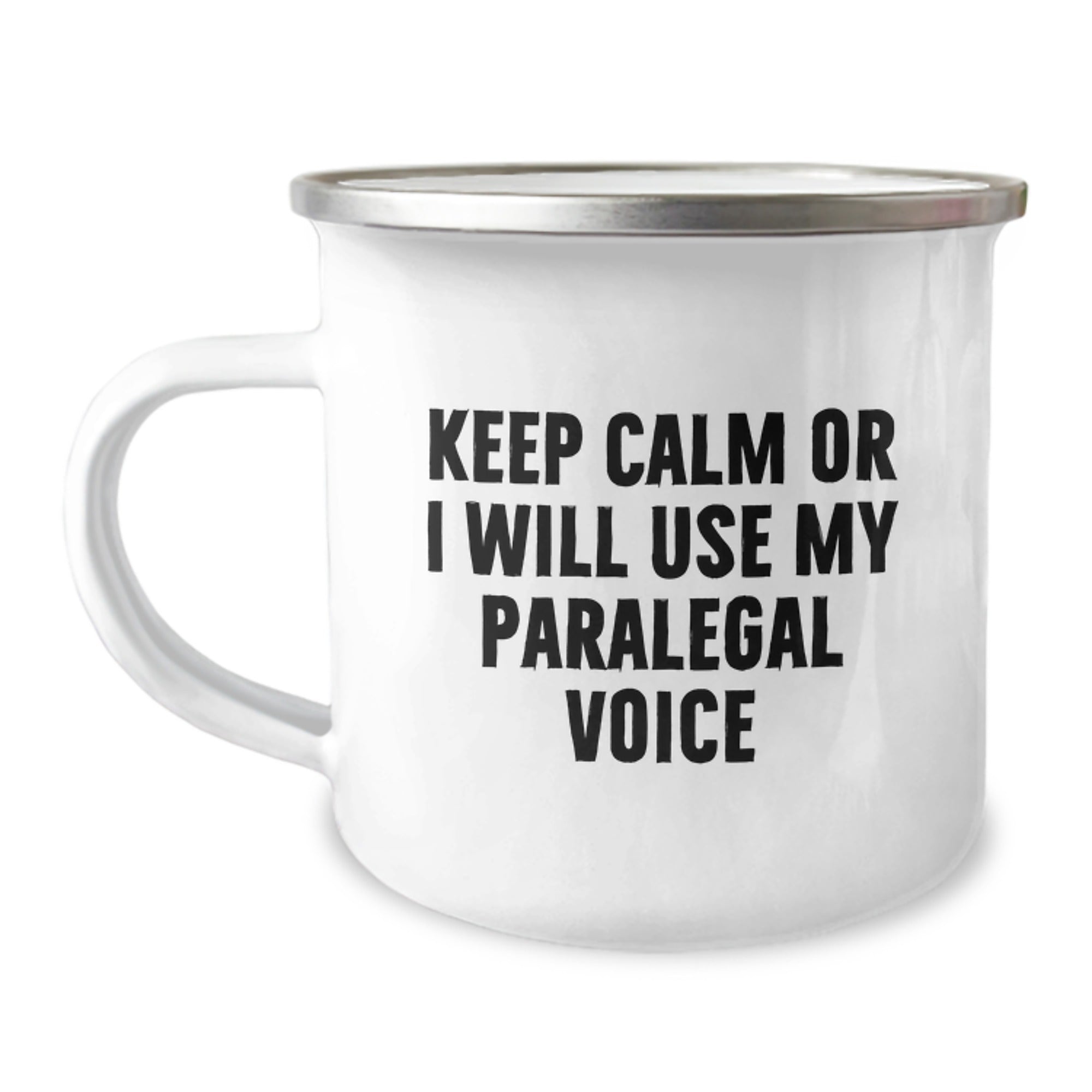 Funny Paralegal Gifts from Friends for Paralegals, Keep Calm Or I Will Use My Paralegal Voice Camping Mug, Christmas Unique Gift - Image 1