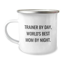 Trainer Gifts for Men - Funny Camping Mug, Trainer By Day, World's Best Mom By Night, Unique Christmas Unique Gifts from Dad to Trainer - Image 1