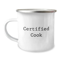 Funny Cook Gifts from Friends for Birthday, Camping Mug Quote Certified Cook, 12 oz Capacity - Image 1