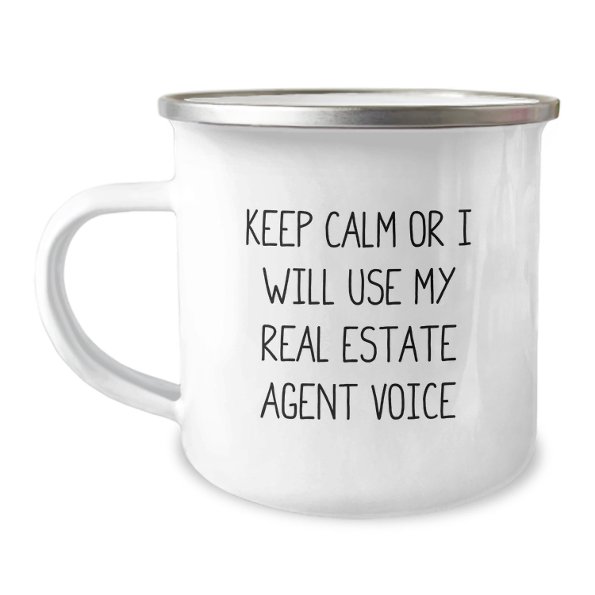 Funny Real Estate Agent Gifts - Keep Calm Or I Will Use My Real Estate Agent Voice, Real Estate Agent Camping Mug for Graduation, Men or Women, Friends, Coworkers, Family - Image 1