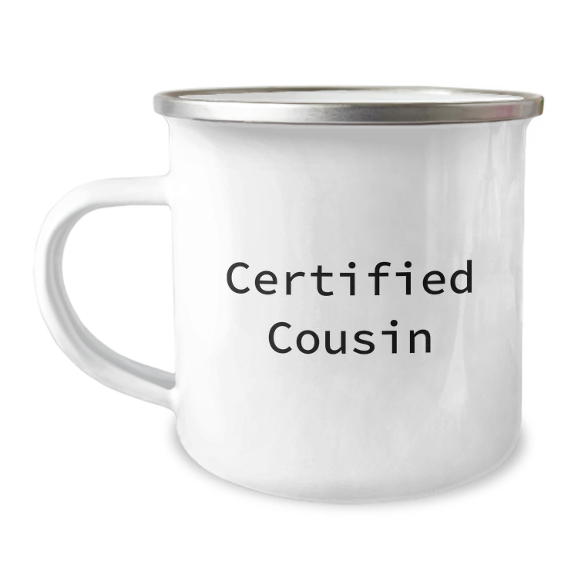 Laughing Cousin Camping Mug, Funny Quote Gifts from Family for Cousin's Birthday - Image 1
