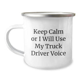 Funny Truck Driver Gifts for Men, Christmas Unique Mugs from Friends, Camping Mug with Keep Calm Or I Will Use My Truck Driver Voice - Image 1